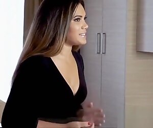 Busty oiled American Asian fucked hard on casting