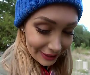 Czech blonde banged big dick outdoor