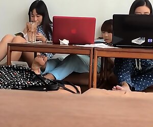 Candid Bare Feet of 2 Japanese Girls and Another Asian Girl
