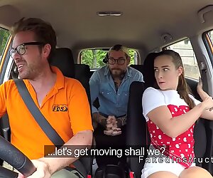 American student fucks colleague in car