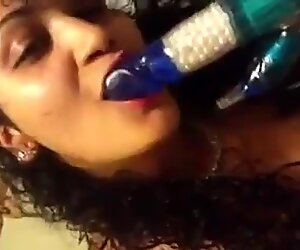 Desi Girl Talking Dirty and Masturbates with Dildo