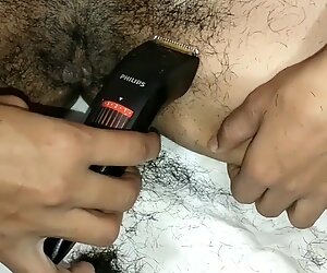 Simmy first time trimming and shaving hair removing with punjabi audio