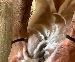 Bi Indian Twink soaping, playing in the shower, and fingering his soaped ass